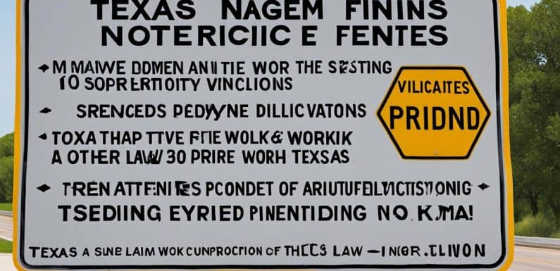 in texas the fines for speeding or for violations of the law occur in a work zone are doubled when