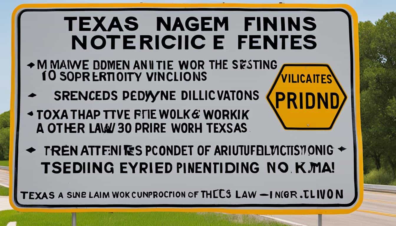 in texas the fines for speeding or for violations of the law occur in a